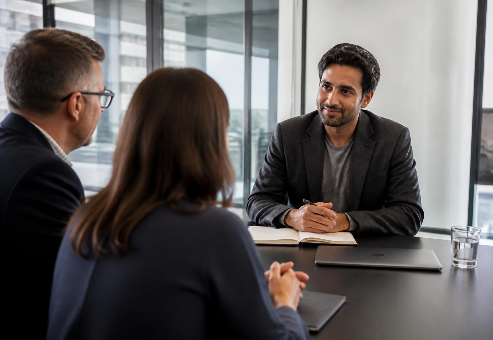 A TKWIT Global consultant listening to clients across a boardroom table